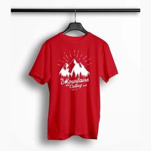 Tricou Barbati Personalizat The Mountains Are Calling and I Must Go - Bărbați-Roșu