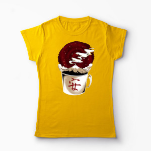 Tricou Cafea - Muntele Fuji - Femei-Galben