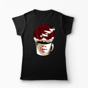 Tricou Cafea - Muntele Fuji - Femei-Negru