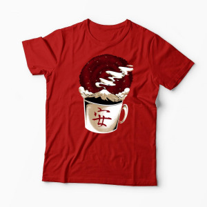 Tricou Cafea - Muntele Fuji - Bărbați-Roșu
