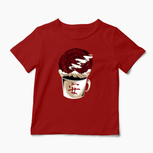 Tricou Cafea - Muntele Fuji - Copii-Roșu