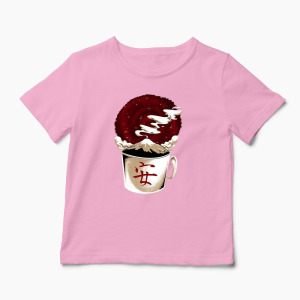 Tricou Cafea - Muntele Fuji - Copii-Roz