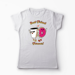 Tricou Cafea și Donut Friends - Femei-Alb