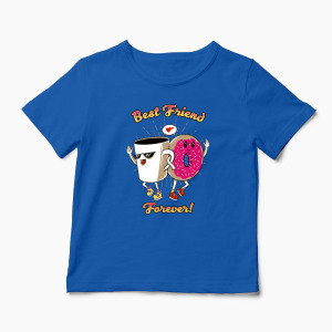 Tricou Cafea și Donut Friends - Copii-Albastru Regal