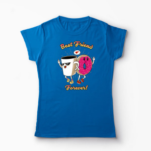 Tricou Cafea și Donut Friends - Femei-Albastru Regal