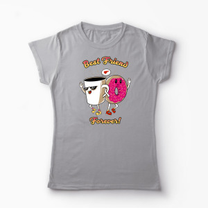Tricou Cafea și Donut Friends - Femei-Gri