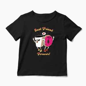 Tricou Cafea și Donut Friends - Copii-Negru