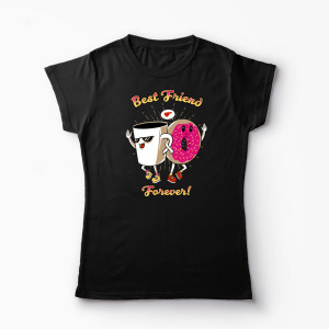Tricou Cafea și Donut Friends - Femei-Negru