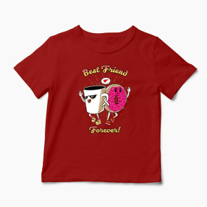 Tricou Cafea și Donut Friends - Copii-Roșu