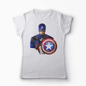 Tricou Captain America - Femei-Alb