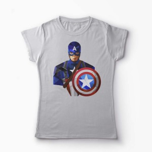 Tricou Captain America - Femei-Gri