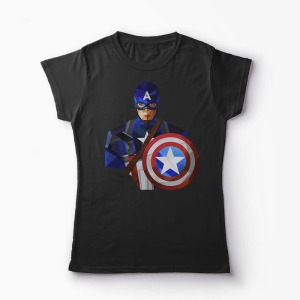 Tricou Captain America - Femei-Negru