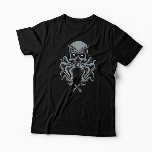 Tricou Caracatita Craniu Octopus - Bărbați-Negru
