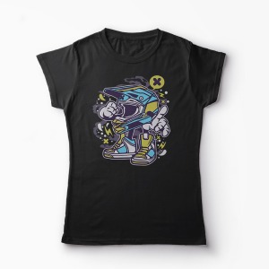 Tricou Casca Motocross - Femei-Negru