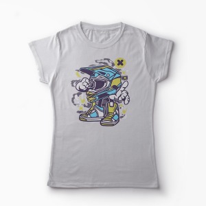 Tricou Casca Motocross - Femei-Gri