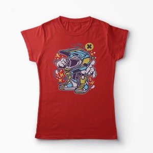 Tricou Casca Motocross - Femei-Roșu