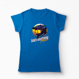 Tricou Cască Motocross Rider - Femei-Albastru Regal