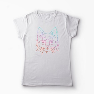 Tricou Cat Colors - Femei-Alb