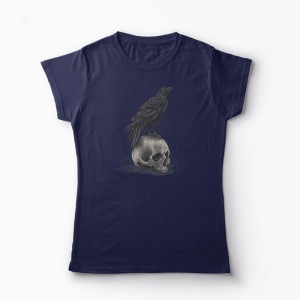Tricou Cioară Craniu - Femei-Bleumarin