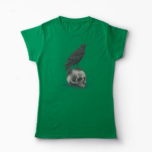 Tricou Cioară Craniu - Femei-Verde