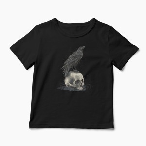 Tricou Cioară Craniu - Copii-Negru