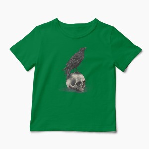 Tricou Cioară Craniu - Copii-Verde
