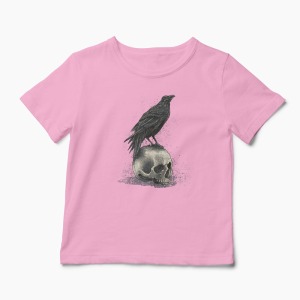 Tricou Cioară Craniu - Copii-Roz