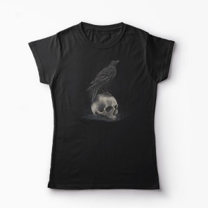 Tricou Cioară Craniu - Femei-Negru