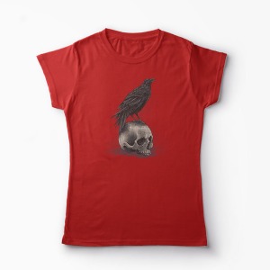 Tricou Cioară Craniu - Femei-Roșu