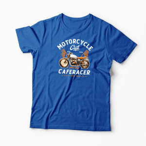 Tricou Club de Motociclete Cafe Racer - Bărbați-Albastru Regal