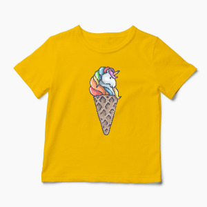 Tricou Con de Unicorn - Copii-Galben