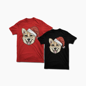 Tricou Crăciun Corgi - Bărbați-Negru