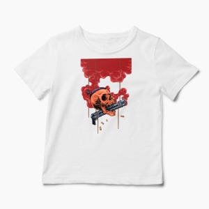 Tricou Craniu Shotgun - Copii-Alb