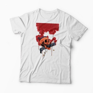 Tricou Craniu Shotgun - Bărbați-Alb