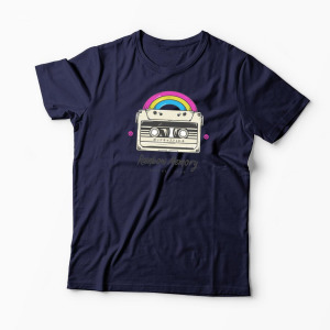 Tricou Curcubeu Casetă Audio Retro - Bărbați-Bleumarin