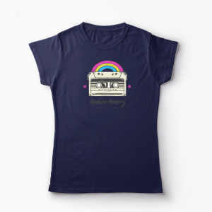 Tricou Curcubeu Casetă Audio Retro - Femei-Bleumarin