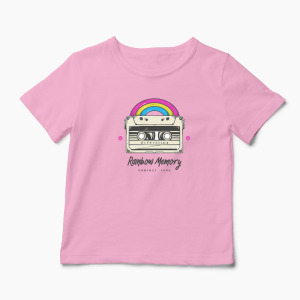 Tricou Curcubeu Casetă Audio Retro - Copii-Roz