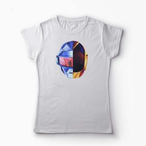 Tricou Casti Daft Punk - Femei-Alb