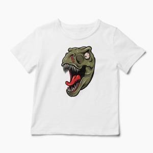 Tricou Dinozaur T-Rex Înfricoșător - Copii-Alb