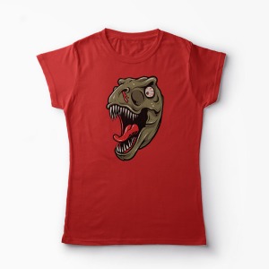 Tricou Dinozaur T-Rex Înfricoșător - Femei-Roșu
