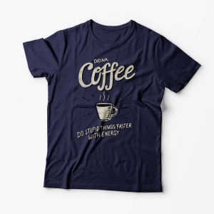 Tricou Drink Coffee - Bărbați-Bleumarin