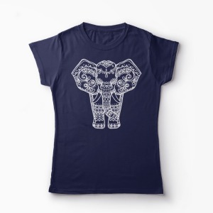 Tricou Elefant Ornamentat - Femei-Bleumarin