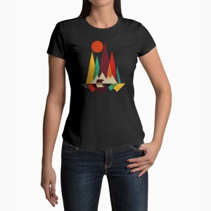 Tricou Femei Personalizat Munti Aventura Urs - Femei-Negru