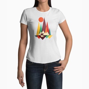 Tricou Femei Personalizat Munti Aventura Urs - Femei-Alb