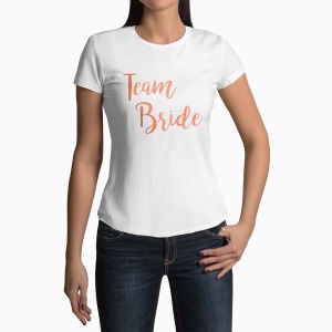 Tricou Personalizat Team Bride Echipa Mireas - Femei-Alb