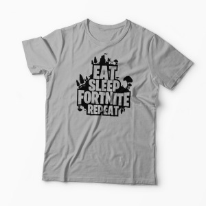Tricou Fortnite Eat Sleep Repeat - Bărbați-Gri