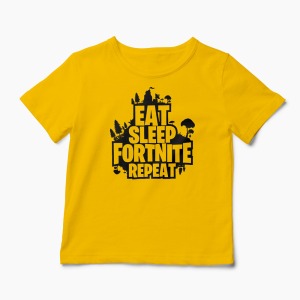 Tricou Fortnite Eat Sleep Repeat - Copii-Galben