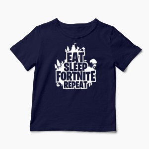 Tricou Fortnite Eat Sleep Repeat - Copii-Bleumarin