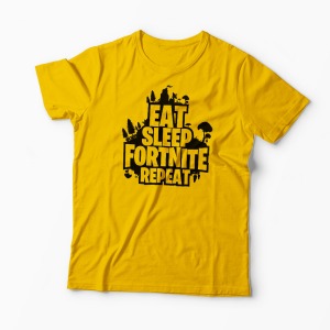 Tricou Fortnite Eat Sleep Repeat - Bărbați-Galben