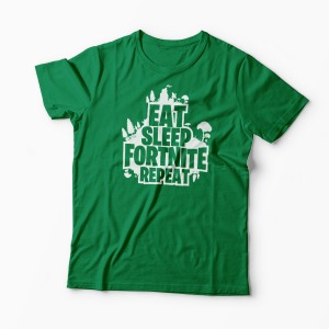 Tricou Fortnite Eat Sleep Repeat - Bărbați-Verde